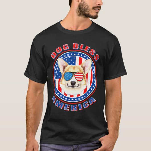 コルギドッグ賛美アメリカ国旗Usa Patriotic 4日 Tシャツ (正面)