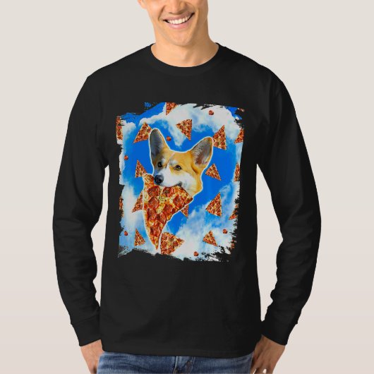 コルギドッグ食べズピザラブハート雲 Tシャツ (正面)