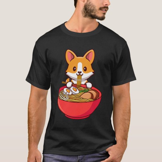 コルギドッグ食べラーメンかわいいかわいいラーメンAnime J Tシャツ (正面)