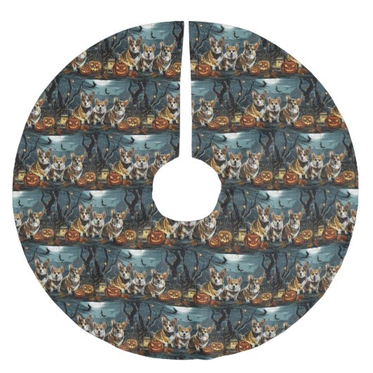 コルギハロウィン不気味 ブラッシュドポリエステルツリースカート (正面)