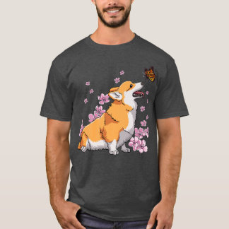 コルギバタフライ日本の桜さくらんぼブロッソ Tシャツ