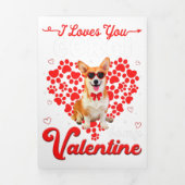 コルギバレンタインデーTおもしろい犬バレンタインギフト 三つ折り案内状 (カバー)