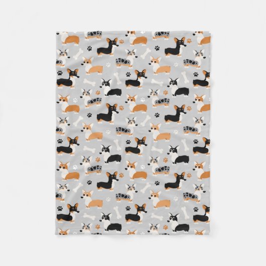 コルギパターングレー フリースブランケット (正面)