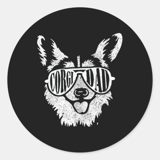 コルギパパギフト犬のオーナーペットウェルシュコーギーファーザーD ラウンドシール (正面)