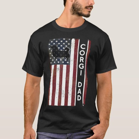 コルギパパ愛国米国アメリカ国旗の男性He Tシャツ (正面)