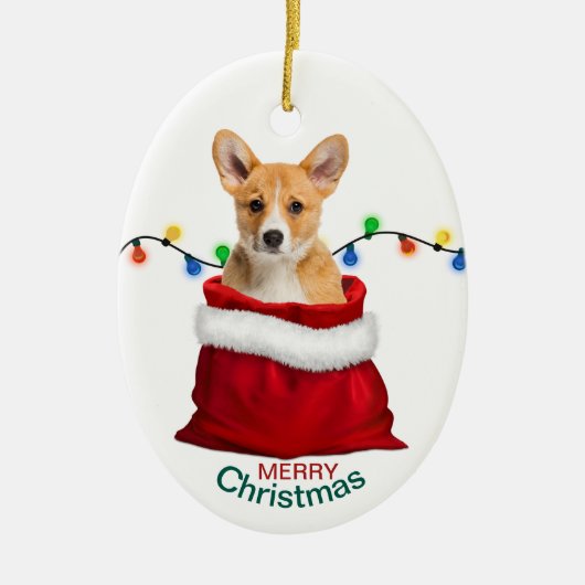 コルギパピードグインホリデー抱き枕 セラミックオーナメント (正面)
