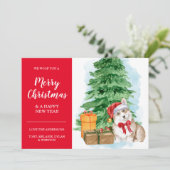 コルギパピー安価なクリスマスサンタドッグカード カード (スタンド正面)