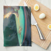 コルギビーチサーフィン絵を描ズ キッチンタオル (四つ折り)