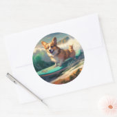 コルギビーチサーフィン絵を描ズ ラウンドシール (封筒)