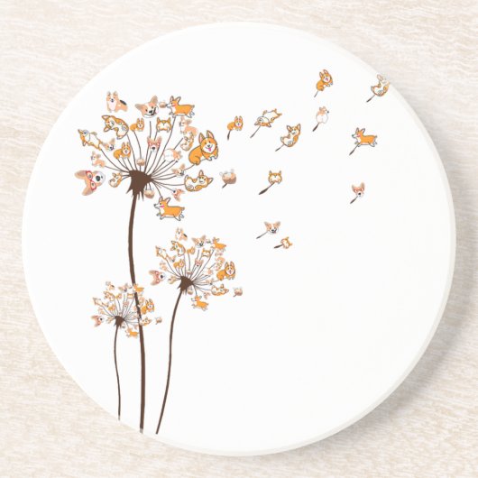 コルギフラワーフライダンデリオンシャツかわいい犬の恋人 コースター (正面)