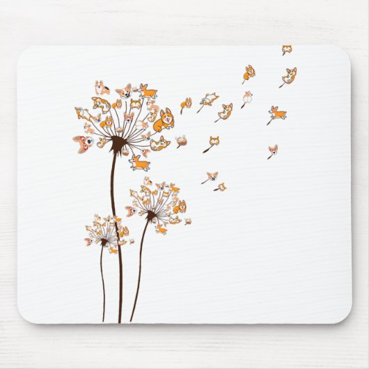コルギフラワーフライダンデリオンシャツかわいい犬の恋人 マウスパッド (正面)