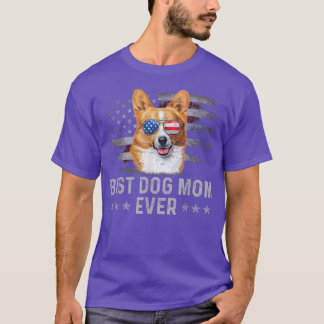 コルギママヴィンテージアメリカ国旗の愛国犬の愛 Tシャツ