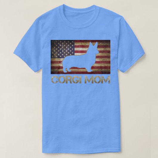 コルギママヴィンテージアメリカ国旗の愛国犬の愛 Tシャツ (デザイン正面)