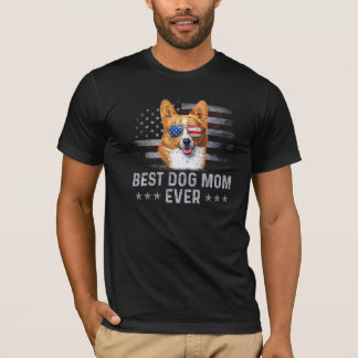 コルギママヴィンテージアメリカ国旗の愛国犬 Tシャツ
