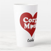 コルギマムカワイイ赤いハートモノグラム カフェラテマグ (正面)