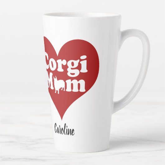コルギマムカワイイ赤いハートモノグラム カフェラテマグ (右)