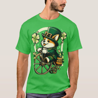 コルギライディングアザヴィンテージサイクルSt patricks day Tシャツ