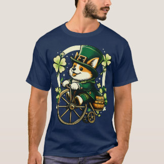コルギライディングアザヴィンテージサイクルSt patricks day Tシャツ