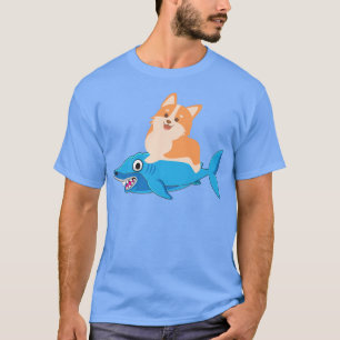 コルギライディングシャーク犬のオーナーペット親ギフトプレミ Tシャツ