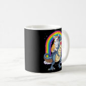 コルギライディング恐竜Tレックスおもしろい宇宙銀河系ライ コーヒーマグカップ (正面右)