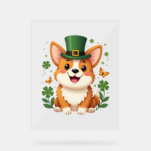 コルギラバーシャムロックハッピーSt patricks day アクリルサイン (正面)