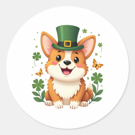 コルギラバーシャムロックハッピーSt patricks day ラウンドシール (正面)