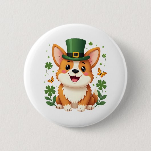 コルギラバーシャムロックハッピーSt patricks day 缶バッジ (正面)
