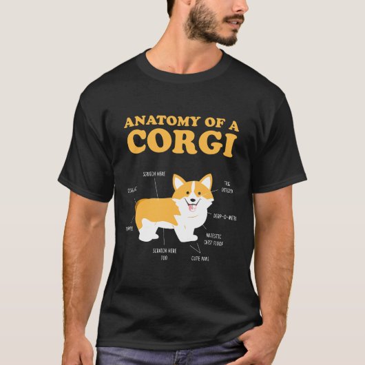 コルギードッグの解剖学 Tシャツ (正面)