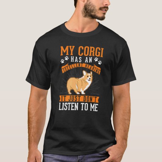 コルギ優れた聴力ウェルシュコーギー Tシャツ (正面)