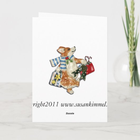 コルギ小妖精や小人グリーティングカード付きクリスマスホース シーズンカード (裏面)