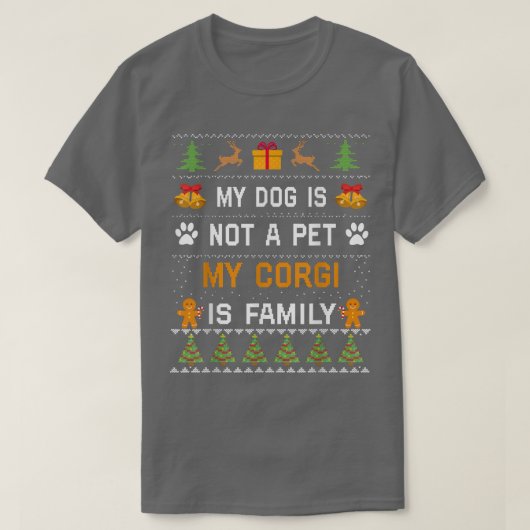コルギ愛犬家ギフトカワイイ犬のオーナー醜いクリスマス Tシャツ (デザイン正面)