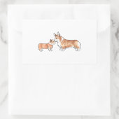 コルギ成人および子豚 長方形シール (バッグ)