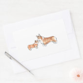 コルギ成人および子豚 長方形シール (封筒)