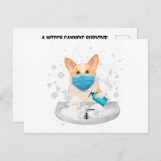 コルギ新人おもしろい犬、顔をして手を洗う ポストカード (正面/裏面)