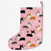 コルギ模様ピンク スモールクリスマスストッキング (裏面)