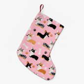 コルギ模様ピンク スモールクリスマスストッキング (正面 (吊り時))