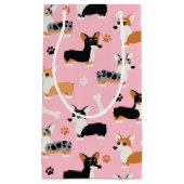 コルギ模様ピンク スモールペーパーバッグ (正面)