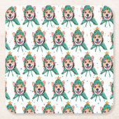 コルギ犬がクリスマスを育てる スクエアペーパーコースター (正面)