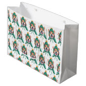コルギ犬がクリスマスを育てる ラージペーパーバッグ (正面アングル)