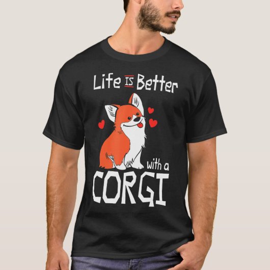 コルギ犬のコルギを持って Tシャツ (正面)