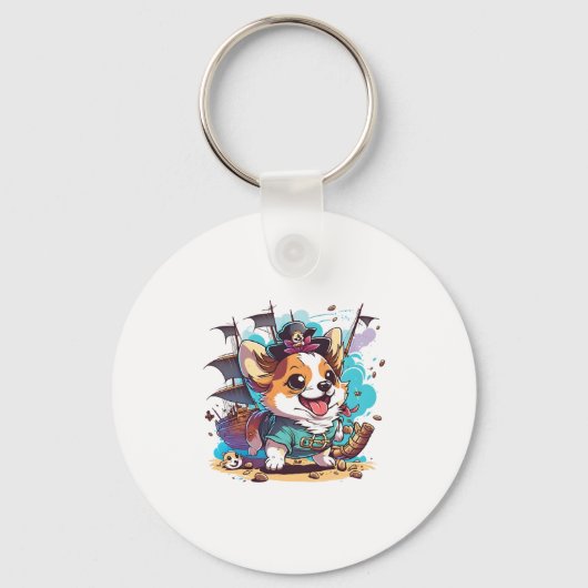 コルギ犬の海賊 キーホルダー (正面)
