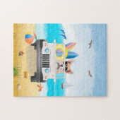 コルギ犬の運転ビーチ  ジグソーパズル (横)