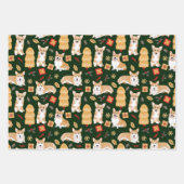 コルギ祝スのクリスマスパターン3色 ラッピングペーパーシート (正面3)