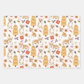 コルギ祝スのクリスマスパターン3色 ラッピングペーパーシート (正面2)