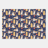 コルギ祝スのクリスマスパターン3色 ラッピングペーパーシート (正面)