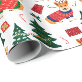 コルギ祝スのクリスマスホワイトパターン ラッピングペーパー (ロールコーナー)