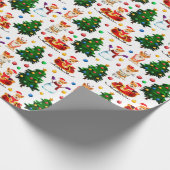 コルギ祝スのクリスマスホワイトパターン ラッピングペーパー (角)