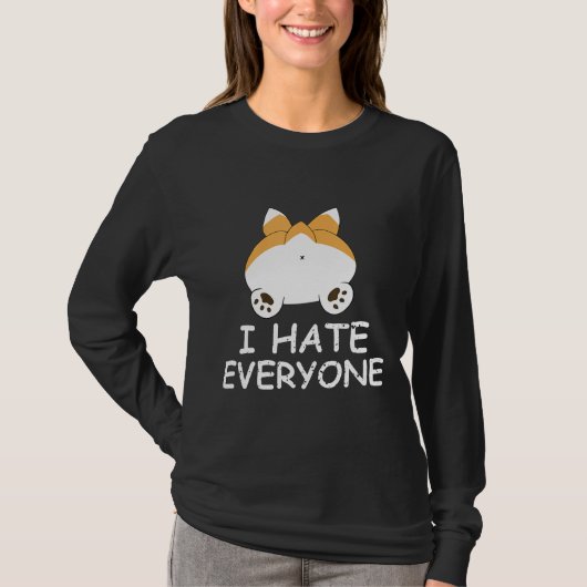 コルギ私は犬のためにみんなを嫌う Tシャツ (正面)