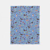 コルギ紅葉パターンダスティブルー フリースブランケット (正面)