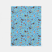 コルギ紅葉パターンティール(緑がかった色) フリースブランケット (正面)